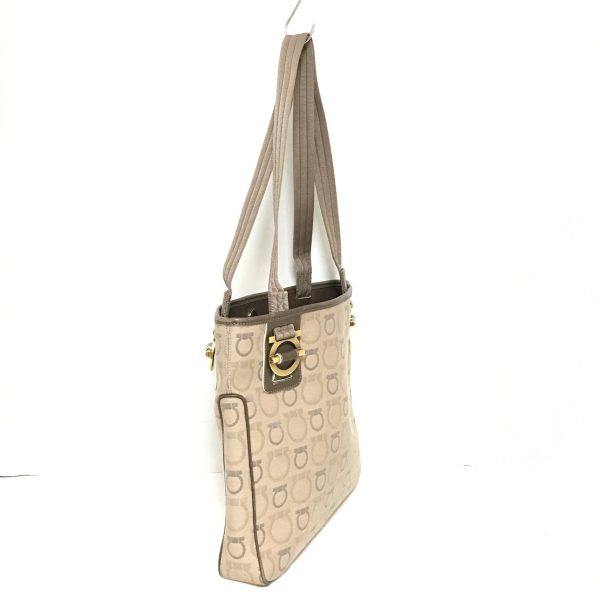 37891995 2 Salvatore Ferragamo Gancini Jacquard Leather Tote Bag Beige