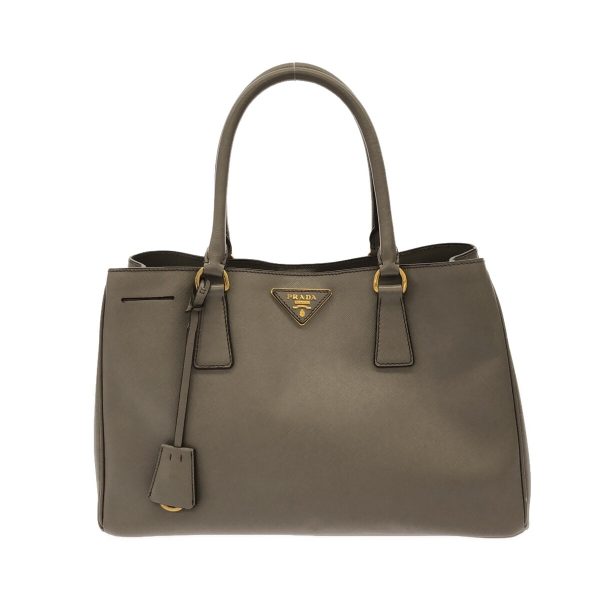 37892426 1 Prada Tote Bag Leather Gray Beige