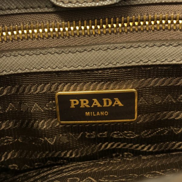 37892426 7 Prada Tote Bag Leather Gray Beige