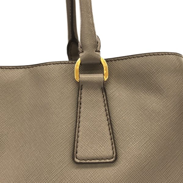 37892426 9 Prada Tote Bag Leather Gray Beige