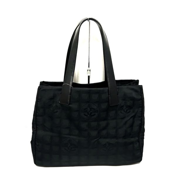 37892817 1 Chanel New Travel Line Tote Mm Tote Bag Nylon Jacquard Leather Black