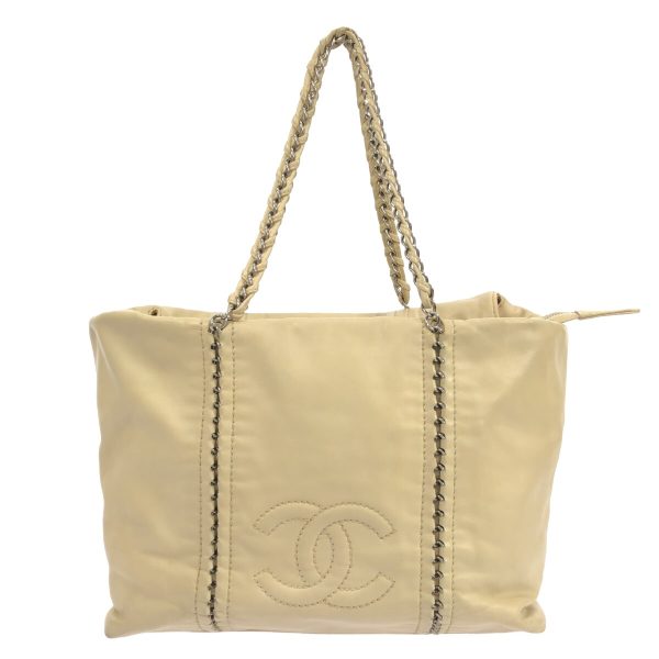 37892880 1 Chanel Luxury Line Shoulder Bag Leather Beige