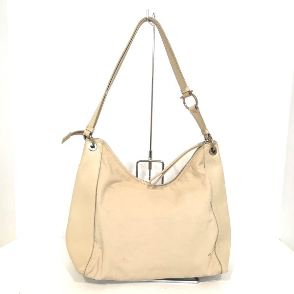 37893291 3 Salvatore Ferragamo Gancini Nylon Leather Shoulder Bag Ivory