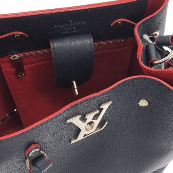 37895411 10 Louis Vuitton Lock Me Bucket Calf Leather Shoulder Bag Marine Rouge