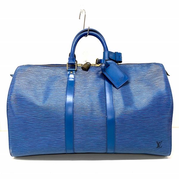 37896930 1 Louis Vuitton Keepall Leather Boston Bag Toledo Blue