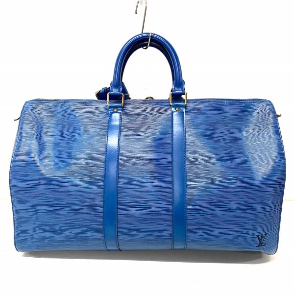 37896930 3 Louis Vuitton Keepall Leather Boston Bag Toledo Blue