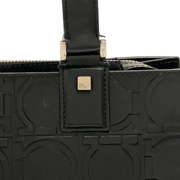 37897211 9 Salvatore Ferragamo Gancini Embossed Leather Shoulder Bag Black