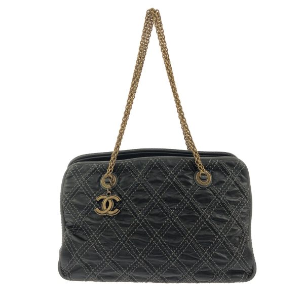 37897291 1 Chanel Matelasse Shoulder Bag Leather Black Dark Gray