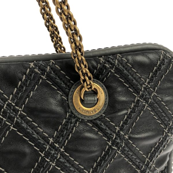 37897291 9 Chanel Matelasse Shoulder Bag Leather Black Dark Gray