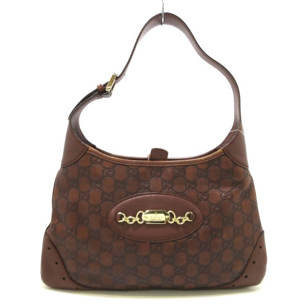 37897747 1 Gucci Shimaline Leather Shoulder Bag Dark Brown