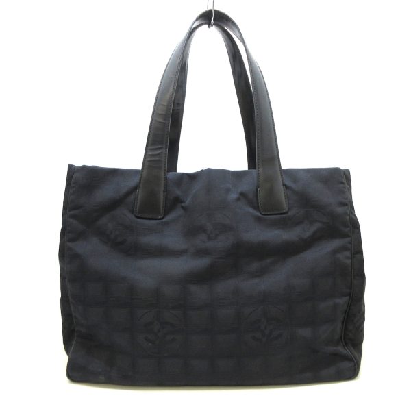 37897759 1 Chanel New Travel Line Tote Mm Tote Bag Nylon Jacquard Leather Black