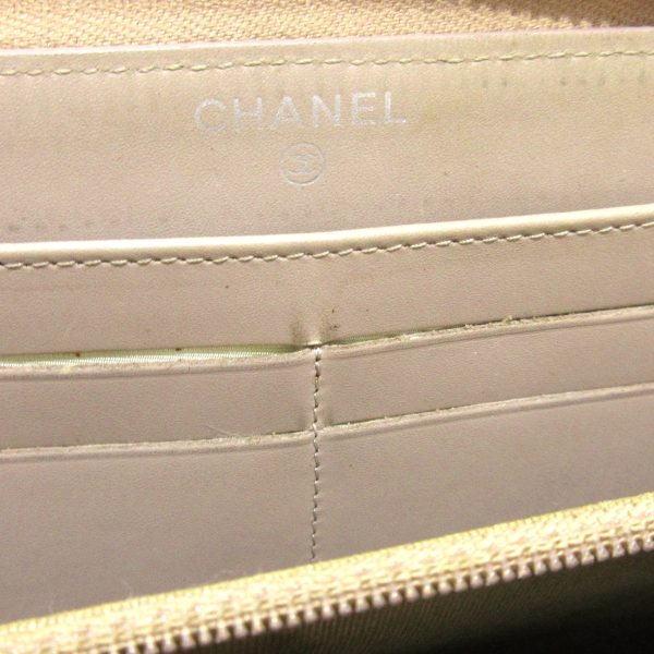 37897798 6 Chanel Matelasse Long Wallet Round Zipper Caviar Skin Gray Beige