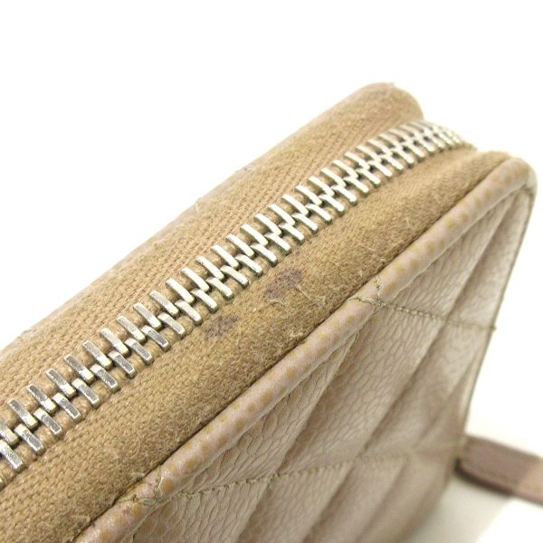 37897798 8 Chanel Matelasse Long Wallet Round Zipper Caviar Skin Gray Beige