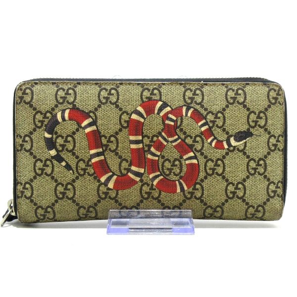 37897810 1 Gucci Snake Print Gg Supreme Pvc Wallet Beige