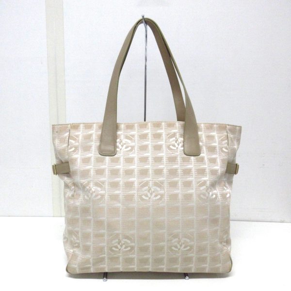 37897944 1 Chanel New Travel Line Tote Gm Handbag Nylon Jacquard Leather Beige