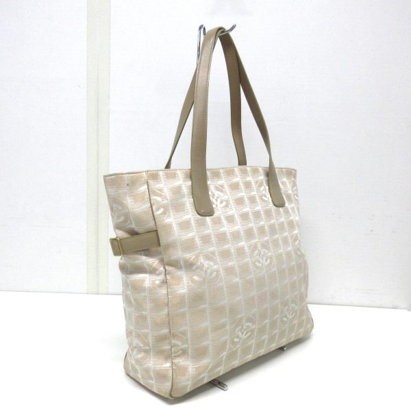 37897944 2 Chanel New Travel Line Tote Gm Handbag Nylon Jacquard Leather Beige