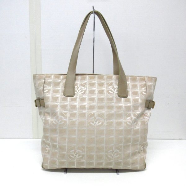 37897944 3 Chanel New Travel Line Tote Gm Handbag Nylon Jacquard Leather Beige