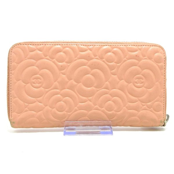 37897971 2 Chanel Camellia Long Wallet Lambskin Pink Beige