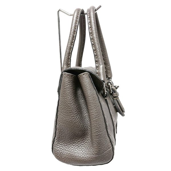 37898079 2 Fendi Linda Bag Selleria Leather Handbag Gray Beige