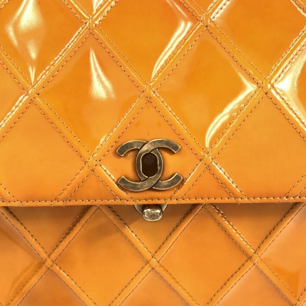 37898797 10 Chanel Trapezoid Bicolore Shoulder Bag Enamel Leather Light Brown