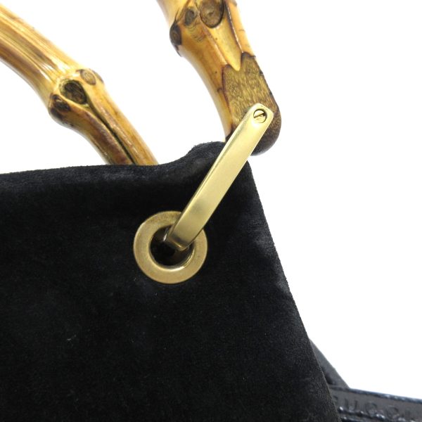 37900556 10 Gucci Bamboo Suede Handbag Black