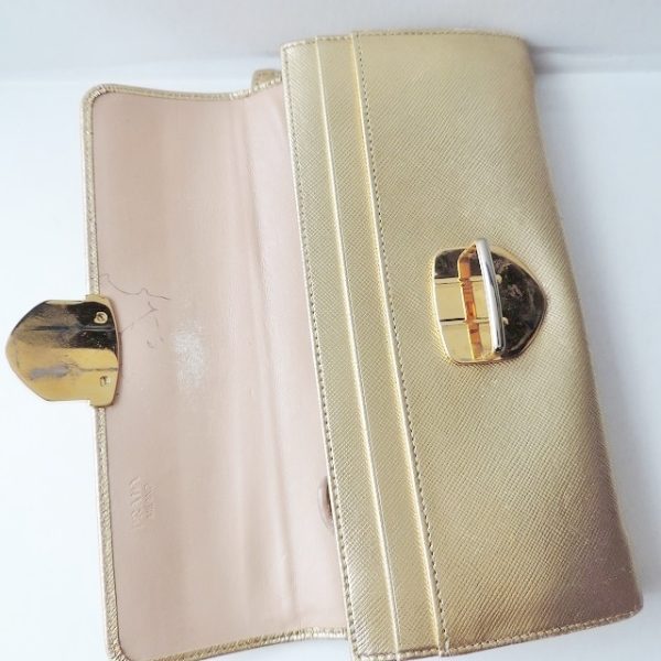 37900669 3 Prada Long Wallet Leather Gold