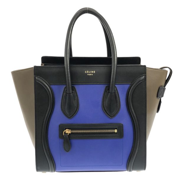 37901495 1 Celine Luggage Micro Shopper Leather Handbag Navy