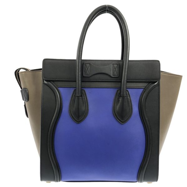 37901495 3 Celine Luggage Micro Shopper Leather Handbag Navy