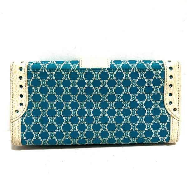 37901873 2 Celine Macadam Pattern Jacquard Leather Long Wallet Blue