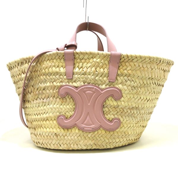 37902127 1 Celine Teen Triomphe Pannier Basket Raffia Leather Tote Bag Ivory