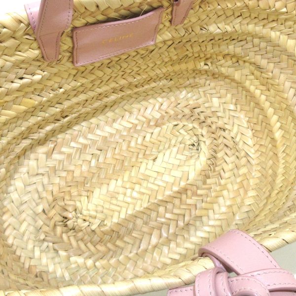 37902127 6 Celine Teen Triomphe Pannier Basket Raffia Leather Tote Bag Ivory