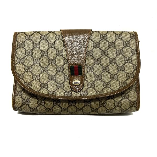 37902907 1 Gucci Gg Supreme Sherry Pvc Clutch Bag Beige