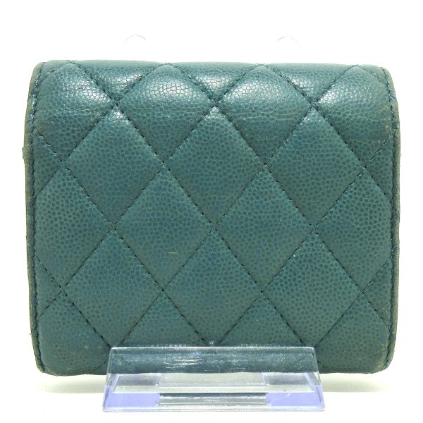 37907778 2 Chanel Matelasse Trifold Wallet Silver Hardware Caviar Skin Blue Green