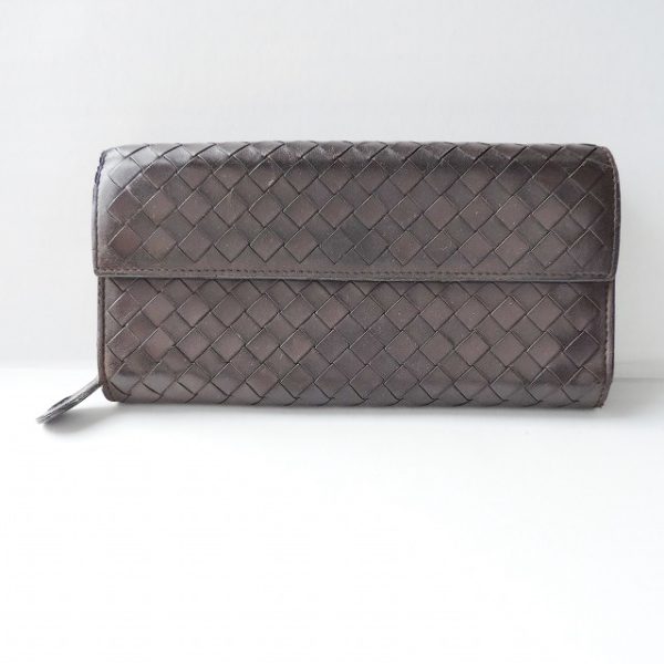 37907969 1 Bottega Veneta Intrecciato Long Wallet Leather Brown