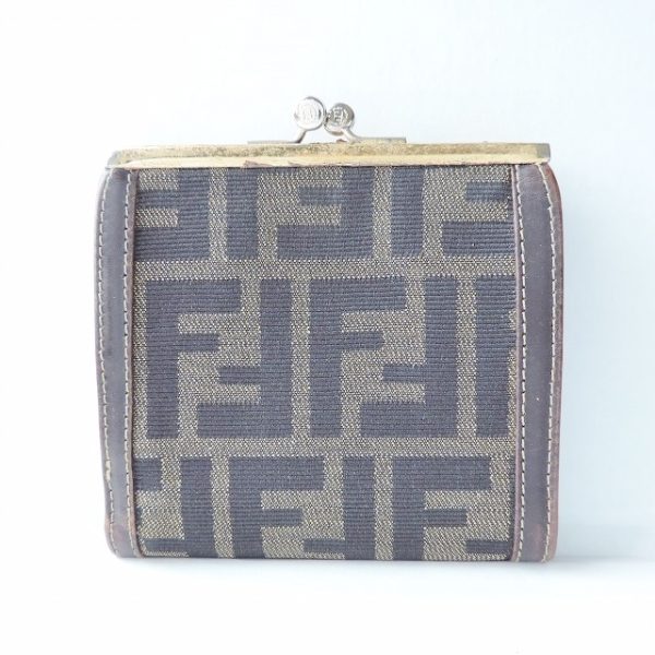 37909693 2 Fendi Zucca Bifold Wallet Pouch Jacquard Dark Brown Black