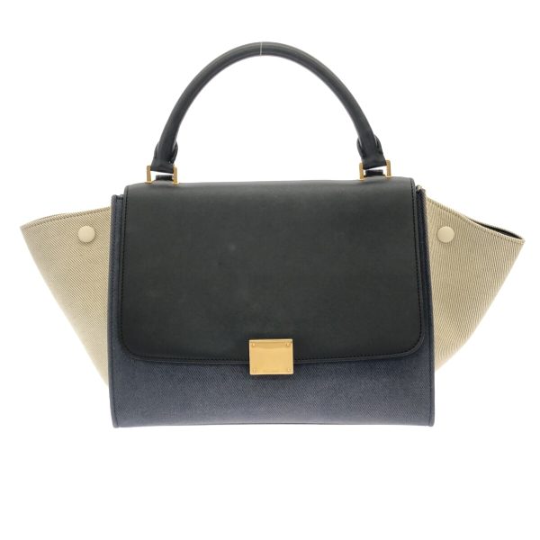 37910238 1 Celine Trapeze Small Canvas Leather Handbag Navy