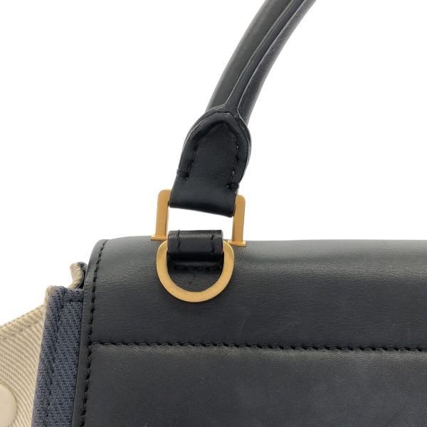 37910238 9 Celine Trapeze Small Canvas Leather Handbag Navy