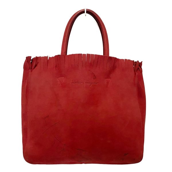 37912018 1 Salvatore Ferragamo Fringe Leather Tote Bag Red