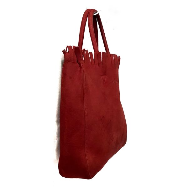 37912018 2 Salvatore Ferragamo Fringe Leather Tote Bag Red