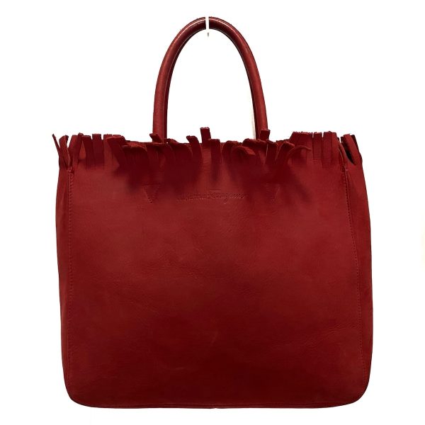 37912018 3 Salvatore Ferragamo Fringe Leather Tote Bag Red