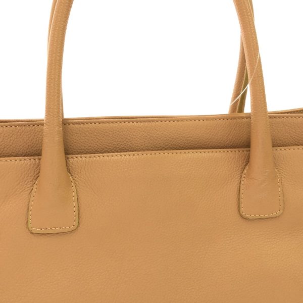 37912250 10 Chanel Executive Line Tote Bag Grain Calf Leather Beige