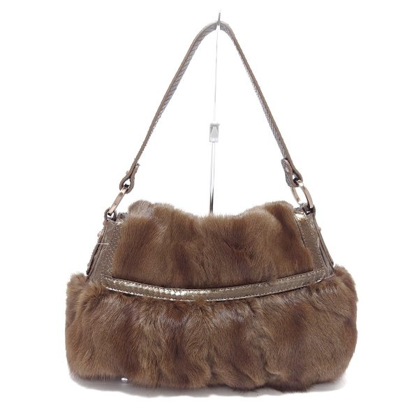 37914351 3 Fendi Chef Bag Fur Python Handbag Dark Brown Gold