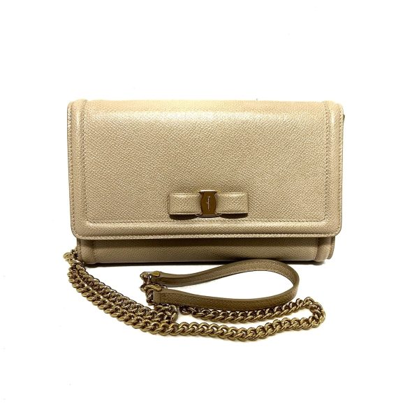 37915848 1 Salvatore Ferragamo Genie Chain Shoulder Bag Beige