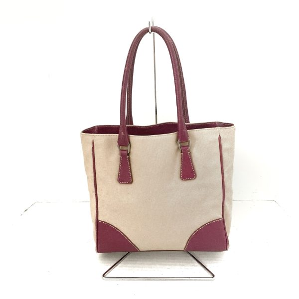 37916644 3 Prada Tote Bag Canvas Beige Purple