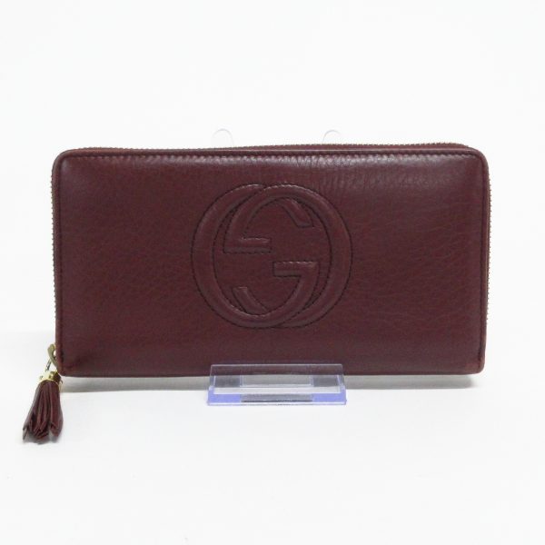 37917773 1 Gucci Soho Leather Long Wallet Round Zipper Bordeaux