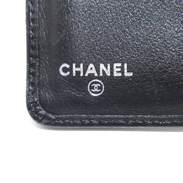 37917778 5 Chanel Camellia Bifold Wallet Coco Mark Round Zipper Lambskin Black