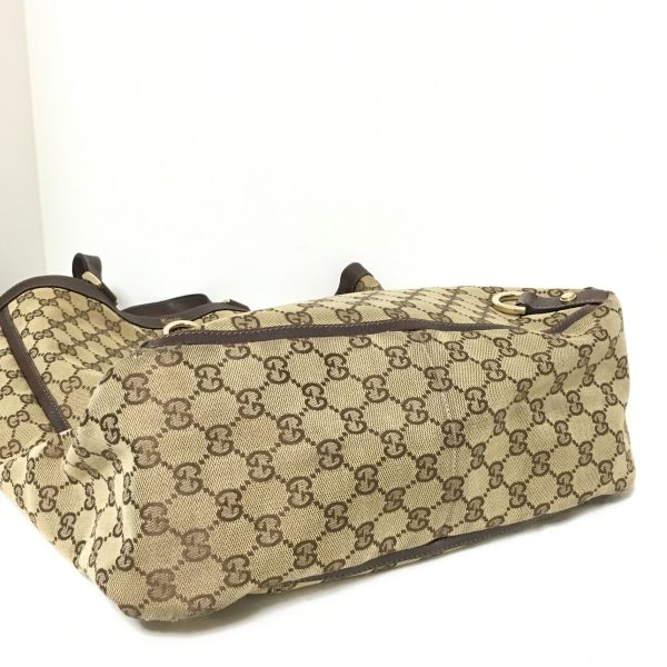 37918131 4 Gucci Abby GG Pattern Jacquard Leather Tote Bag Beige Dark Brown