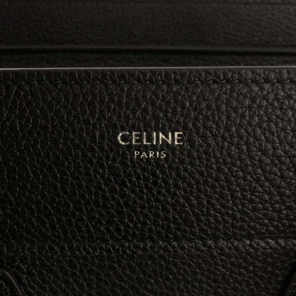 37918802 6 Celine Luggage Micro Shopper Drummed Calf Handbag Black