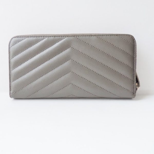 37920365 2 Saint Laurent Paris Quilted Leather Long Wallet Gray