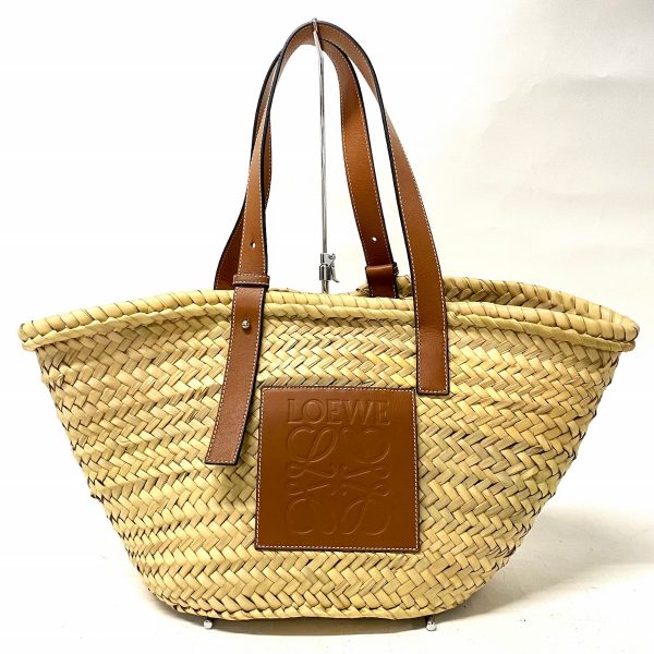 37921842 1 Loewe Basket Tote Bag Palm Leaf Leather Beige